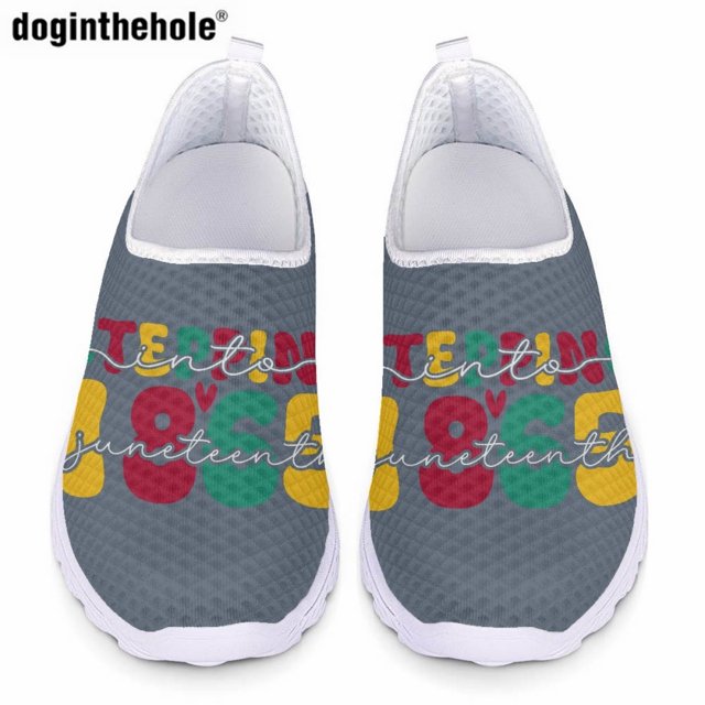 Zapatos planos casuales para mujer, con estampado afroamericano de Juneteenth 1865, de malla transpirable, cómodos y ligeros, para verano