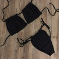 thumbnail image 5 of Ladies Sexy Pleated Bikini Women Ruffled Strap Hollow Swimwear Pure Color Lace Push Up Padded Bathing Suit, 5 of 5