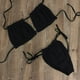 thumbnail image 4 of Bikini plisado sexy para mujer, traje de baño con tirantes con volantes y huecos, traje de baño con relleno y encaje de color puro, 4 of 5