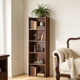 thumbnail image 6 of ZenSports 5-Shelves Narrow Bookcase Small Open Modern Bookshelf Storage Organizer Rustic Brown, 6 of 9