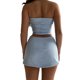 thumbnail image 3 of SAYOO Conjuntos de 2 piezas para mujer, blusas cortas de color liso sin tirantes de corte bajo, falda de cadera súper corta de cintura baja, ropa de verano para damas Bar/Fiesta/Club SAYOO moda, 3 of 9