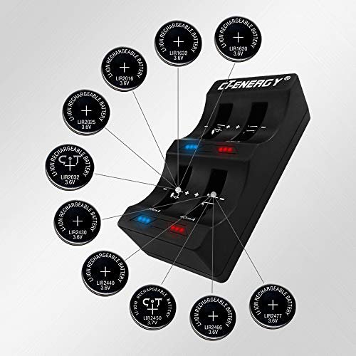 Cargador de Batería de Botón de Moneda de Litio CT-ENERGY para Baterías Recargables LIR2450 2032 2025 2016 1632