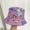 Purple, variant on Unisex Double Sided Cotton Fisher Hat Bright Full Butterfly Print Lightweight Packable Wide Brim Sun Bucket Cap for Pool Parties Road Trips Sightseeing & Casual Summer Daily Wear White
