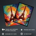 thumbnail image 3 of Abstract Paris Eiffel Tower Sunrise Colour Explosion France Monument Vibrant Bold Bright Colourful Painting Large Wall Art Poster Print Thick Paper 18X24 Inch, 3 of 5