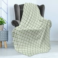 thumbnail image 4 of Green Soft Flannel Fleece Throw Blanket, Picnic Table Inspired Modern Geometric Pattern in Square Shapes Retro, Cozy Plush for Indoor and Outdoor Use, 50" x 60", Pistachio Green White, by Ambesonne, 4 of 5