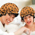 thumbnail image 6 of Shower Caps,Halloween Witches on Brooms Pattern Waterproof Shower Cap for Women 4 Pieces,Double Reusable Hair Cover for Shower PEVA Elastic Stretch Hem, 6 of 7