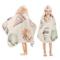 Yayeee Kids Hooded Towels Toddler Soft Absorbent Beach Bathing Wrap 50" x 23.5", Green Watercolor Seashells