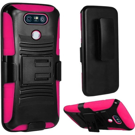 GSA Hybrid Kickstand Case Holster For LG V20 - Black/Hot Pink