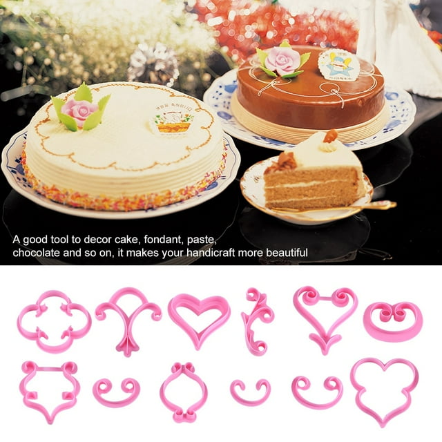 Rdeghly 1Set 12Pcs Flower Rose Sugarcraft Cake Cookies Pastry Fondant Chocolate Cutter Mold Decoration, Fondant Cutters, Cake Decor