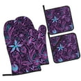 thumbnail image 3 of PUREYAH Oven Mitts And Pot Holders Sets, Kitchen Purple Flower Texture Oven Gloves Hot Pads Heat Resistant 4 Pieces, 3 of 6
