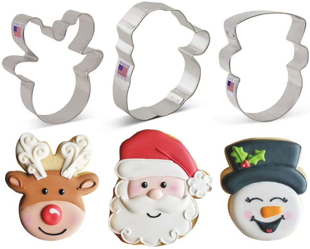 Cookie Cutters 3Piece Faces of Christmas Cookie Cutter Set with Recipe