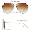 thumbnail image 2 of Gafas de sol para mujer, gafas de sol clásicas de piloto, marco de metal, estilo moderno, protección UV400, marco dorado, 2 of 5