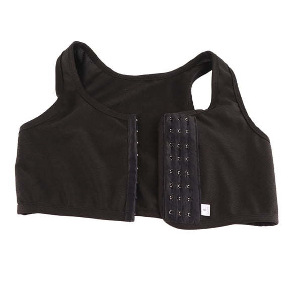 Women Front Buckle Chest Corset Quakeproof Breathable Slim Comfortable Women Breast Binder for Daily Sports Black S