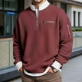 thumbnail image 2 of Men's Waffle Long Sleeve Quarter Zip Color Block Collar Sweatshirt Color Size M, 2 of 4