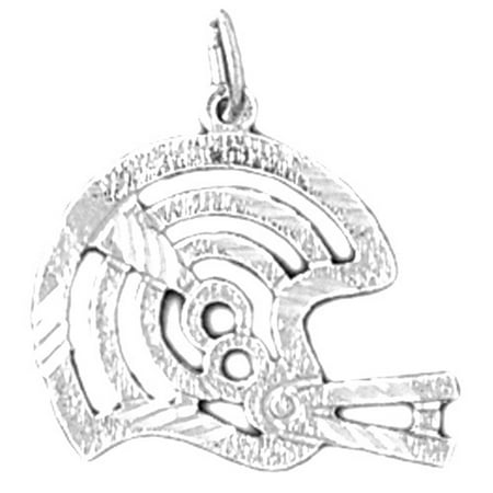 18K White Gold Football Helmet Pendant - 21 mm