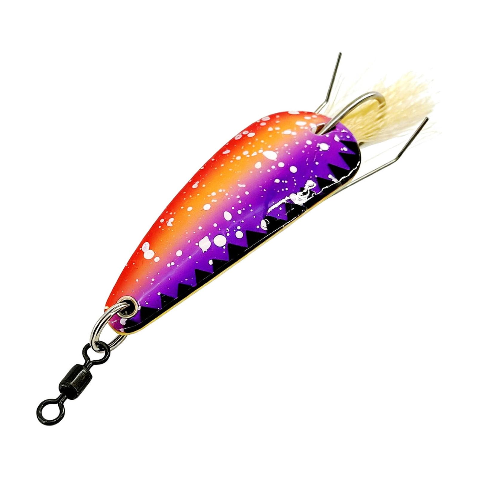 Tail Dressed Metal Fishing Spoon Baits with Weedless Hook Guard Freshwater Casting Lure Across Lakes Rivers Streams Reservoirs