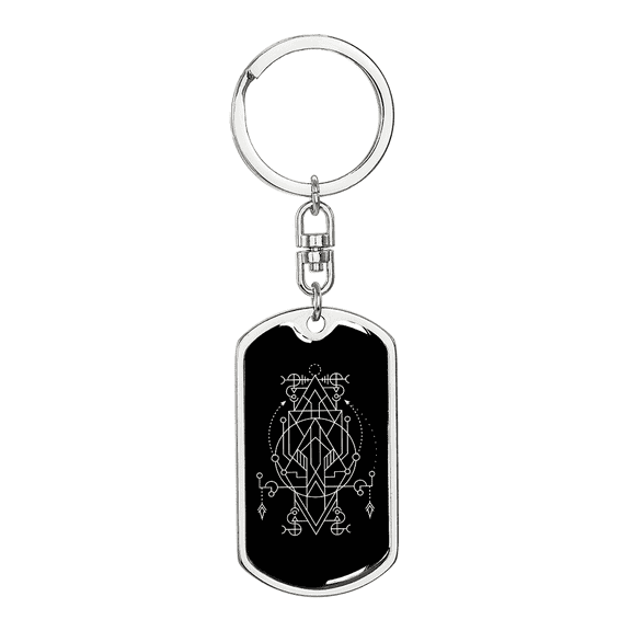 Sacred Geometry Bee Like Design Stainless Steel or 18k Gold Premium Swivel Dog Tag Keychain