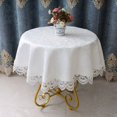 thumbnail image 4 of Mantel redondo de encaje blanco para el hogar, cubierta antipolvo de flores bordadas para mesa de comedor, Europa, 4 of 5