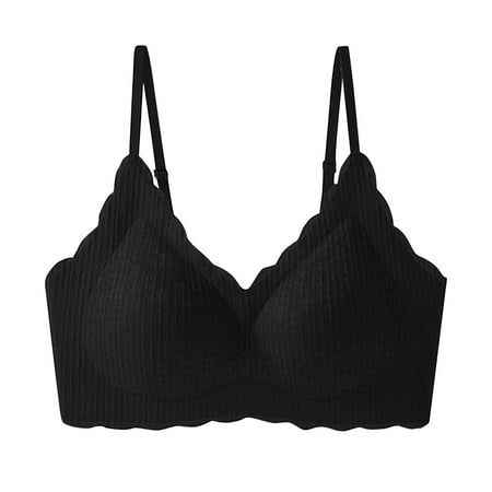 Audhol Seamless Bras for Women Ladies New Bubble Lace Latex No Ring Breast Collecting Bra Side Gathering Seamless Beautiful Back Large Size Bra Lace Bralette Black M