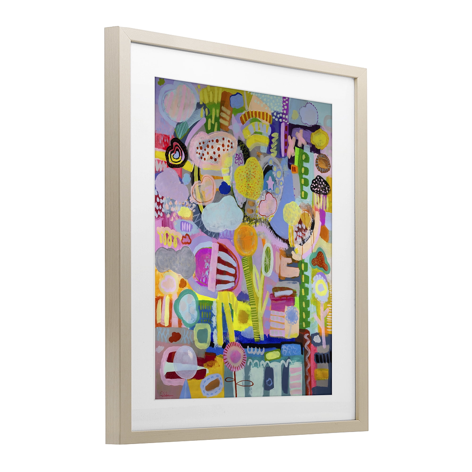 Stupell Industries Big Happy Whimsical Collage Birch Framed Print Under Glass, design by Mary Robertson