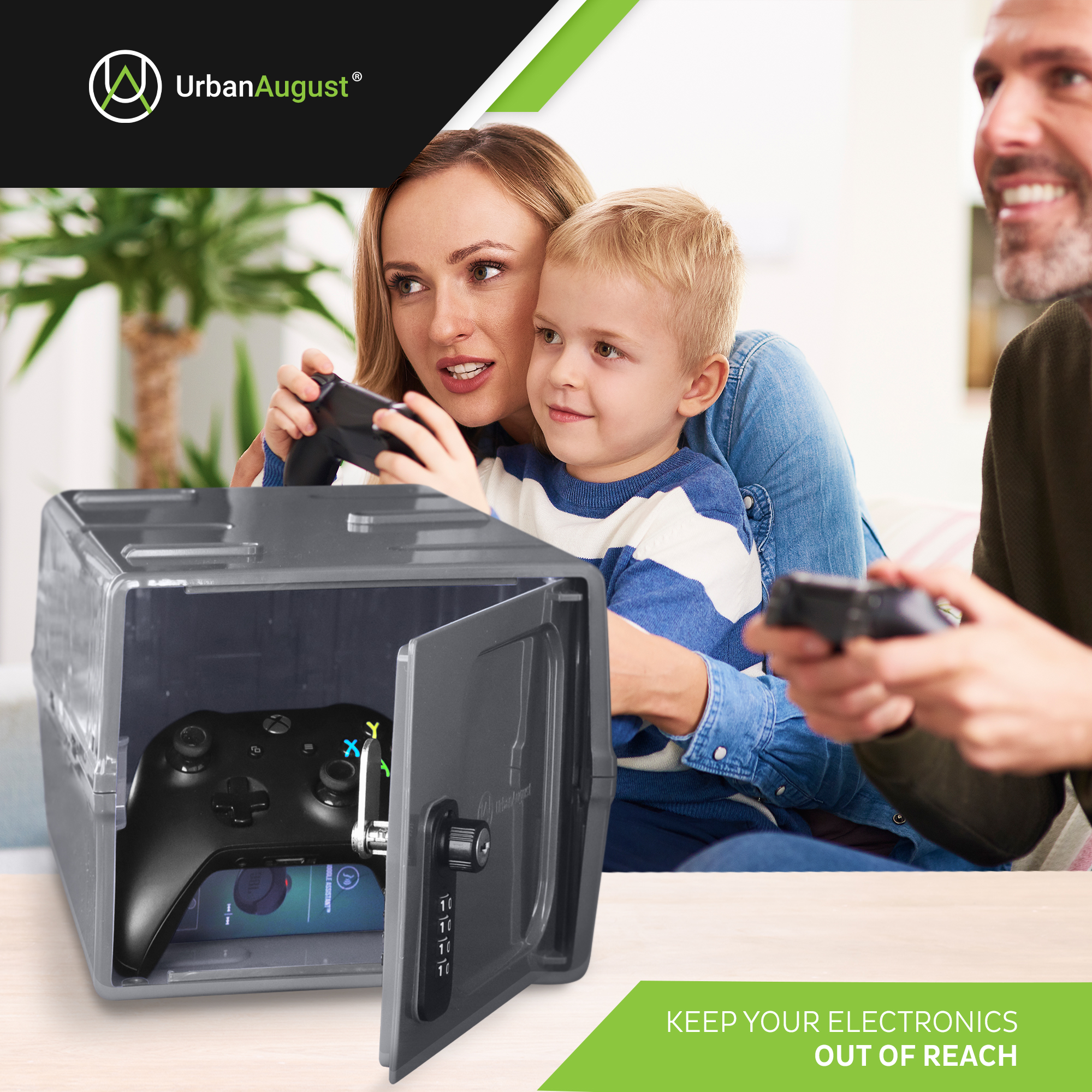 Urban August Combination Lock Standalone Safe Polycarbonate Plastic Graphite