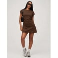 thumbnail image 6 of Women Summer T Shirt Dress Casual Cap Sleeve Loose Shift Mini Dresses Coffee Color L, 6 of 9