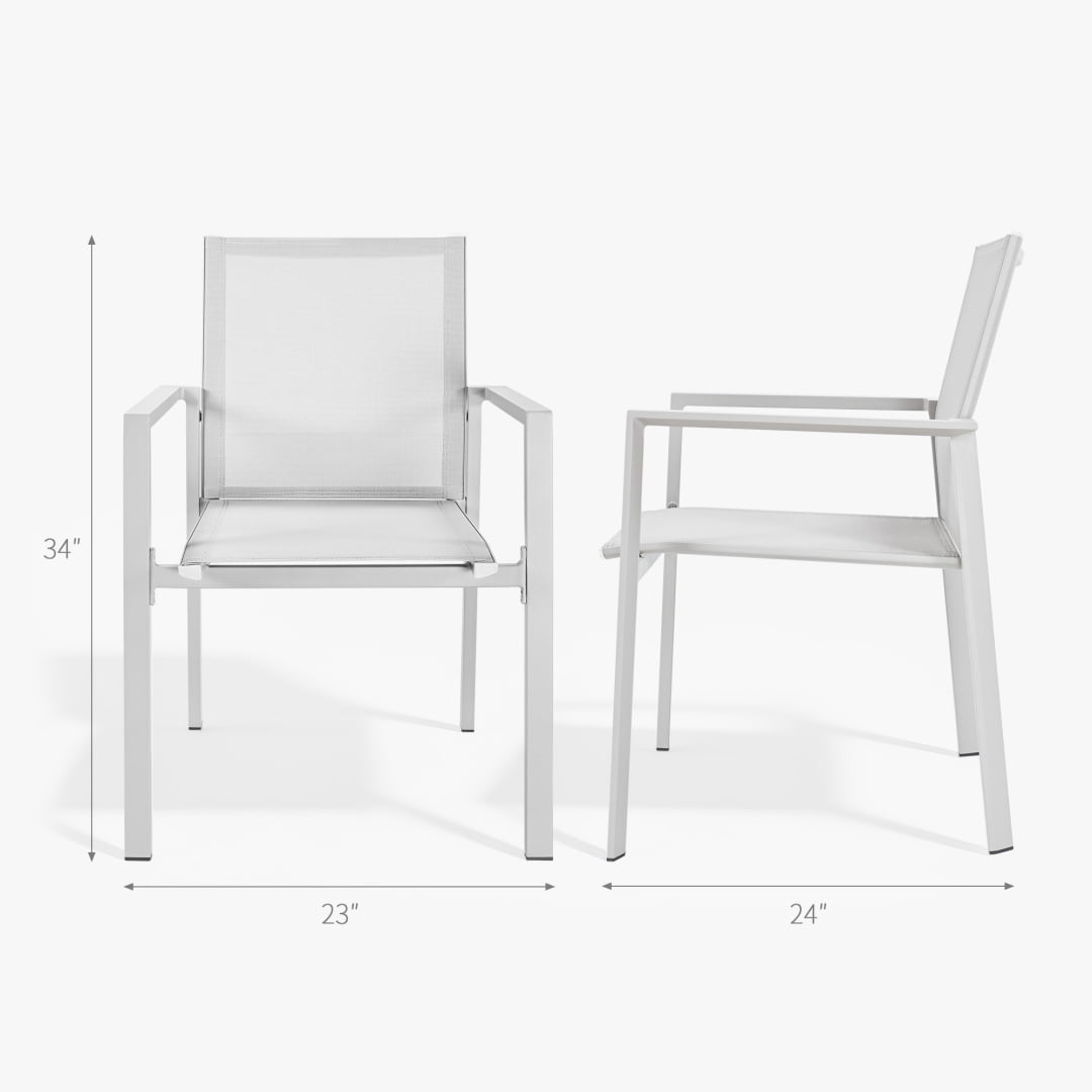 2-Piece Patio Stackable Dining Chairs with Full-Wrap Textilene & High Back, Warm Gray