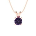 thumbnail image 4 of Clara Pucci 18K Rose Solid Hypoallergenic Gold 0.5Ct Alexandrite Round Brilliant Cut Solitaire Designer Necklace Pendant For June, 4 of 7