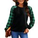 thumbnail image 1 of Mujeres otoño camisa casual crewneck impreso manga larga costura diseño mujeres sudadera Top verde M, 1 of 8