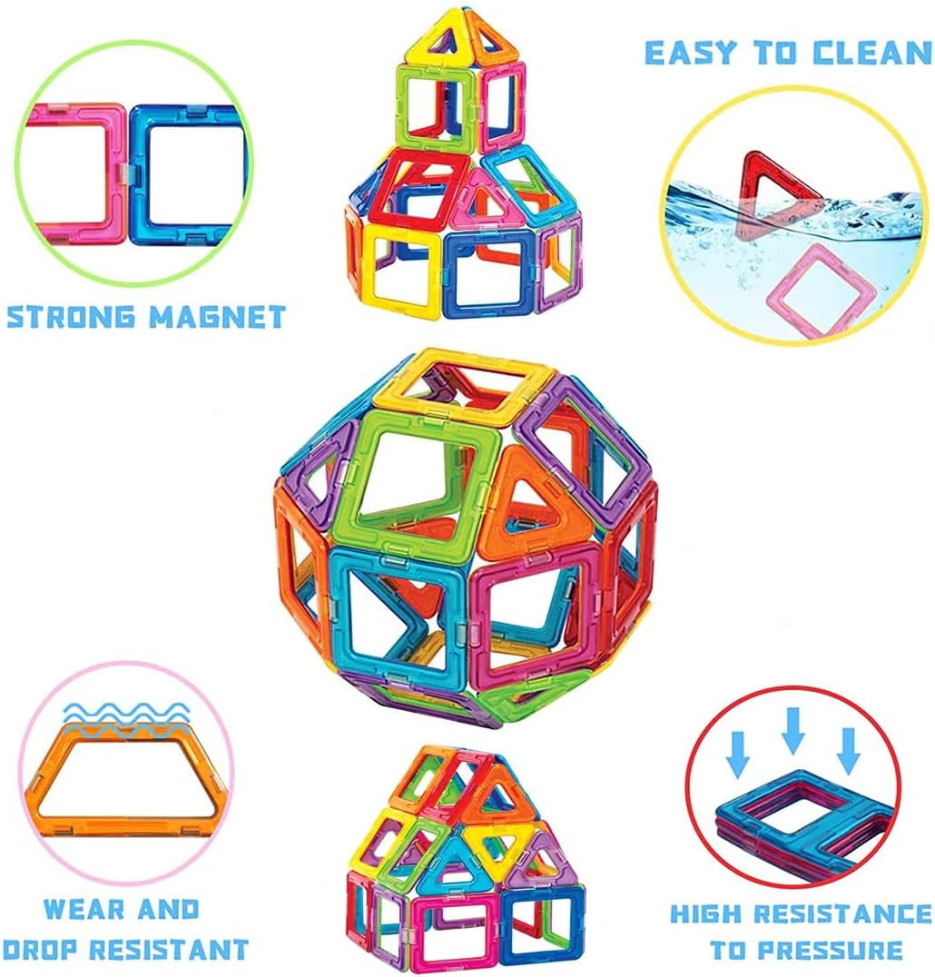 30 PCS Magnetic Tiles Large Size Building Blocks Construction Toys for Boys & Girls STEM Learning Educational Toy for Above 3 Years Old Boys and Girls,Christmas Birthday Gift Toys