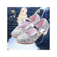 thumbnail image 6 of Fangasis Kids Princess Shoe Breathable Mary Jane Magic Tape Heeled Sandals Prom Cute Dance Sandal Silver 9.5C, 6 of 6