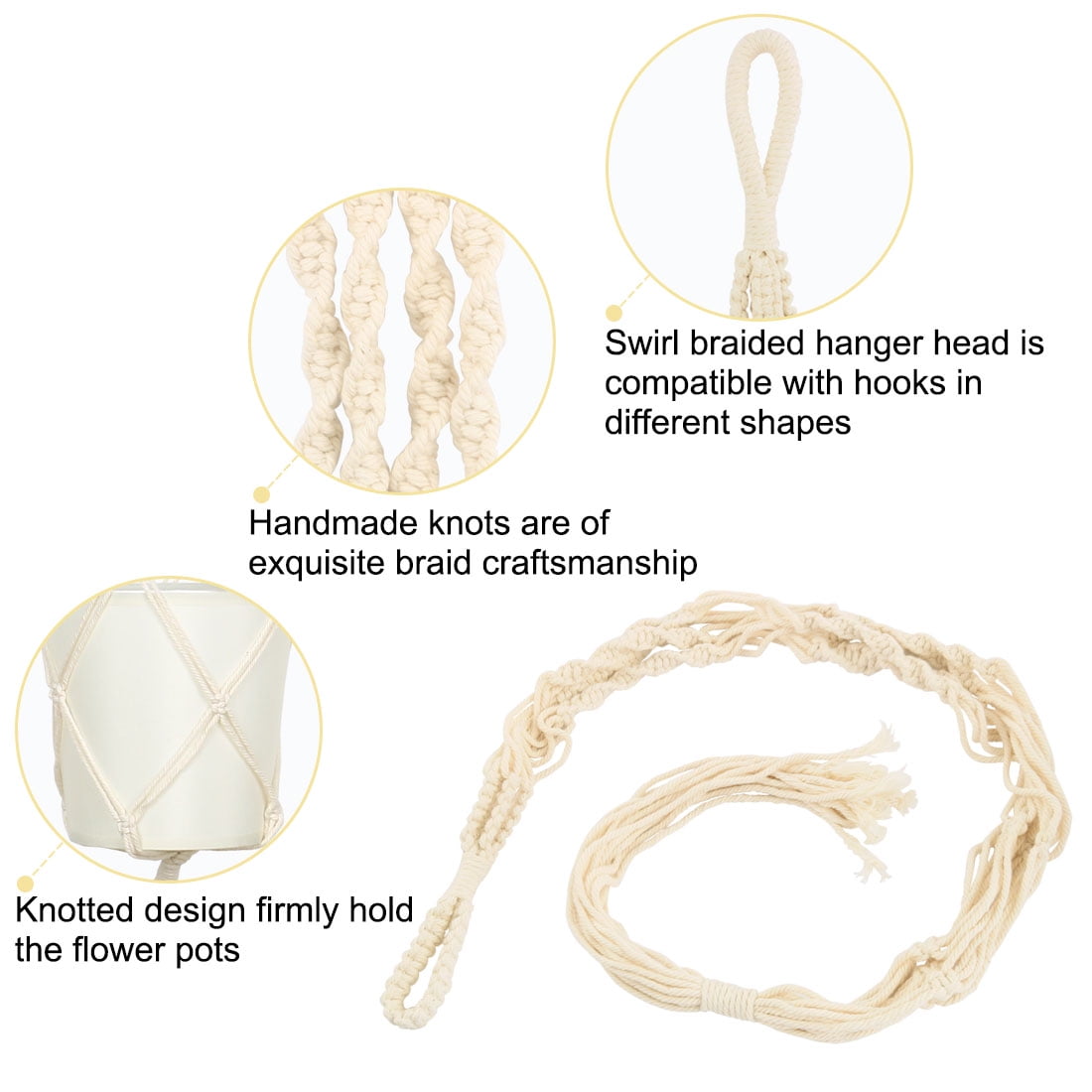 Unique Bargains Flower Pot Holder DIY Hanging Rope 39.4” Handmade