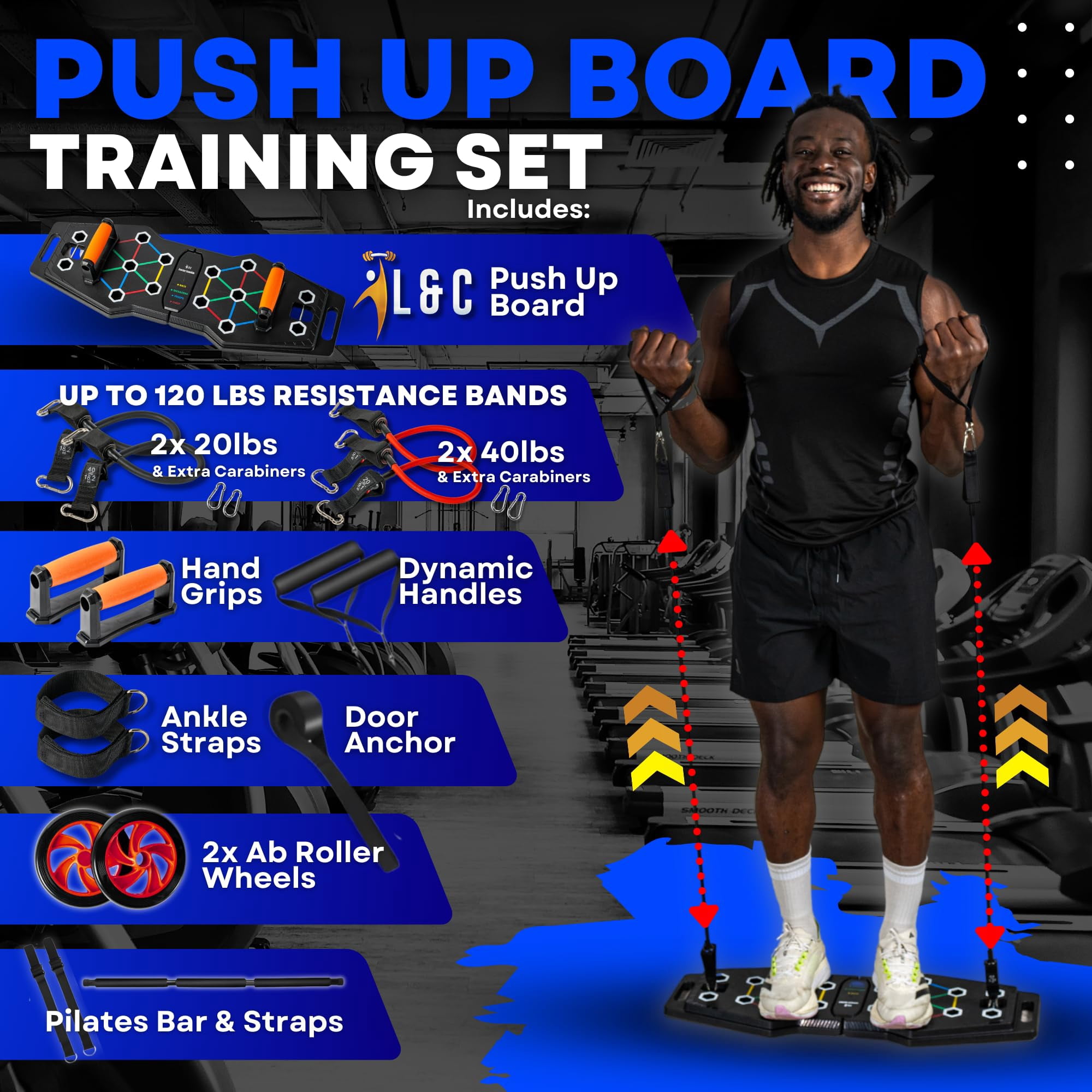 Push Up Board For Full Body Workout At Home - Portable  Joint Friendly Fun & Motivating Equipment With Qr Code Guided Workouts Ideal Men Women Teens