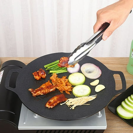 

Korean Non-stick Round Baking Pan 8 in 1 Korean BBQ Grill Pan Non-stick Granite Coating Round Griddle Pan for Both Home and Outdoor stoves Grilling Frying Sauteing (13 inches)