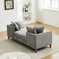 thumbnail image 4 of Gray Chenille Chaise With Fabric & 4 Pillows - For Living Room, Bedroom, Apartment, Guestroom Elegant Lounge In Chenille, Walnut Legs, 4 of 6