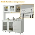 thumbnail image 7 of MONSLIPA Kitchen Pantry Storage Cabinet, Kitchen Hutch Sideboard Buffet Cabinet Wood Cupboard with Glass Door and 4 Storage Drawers, White, 7 of 7