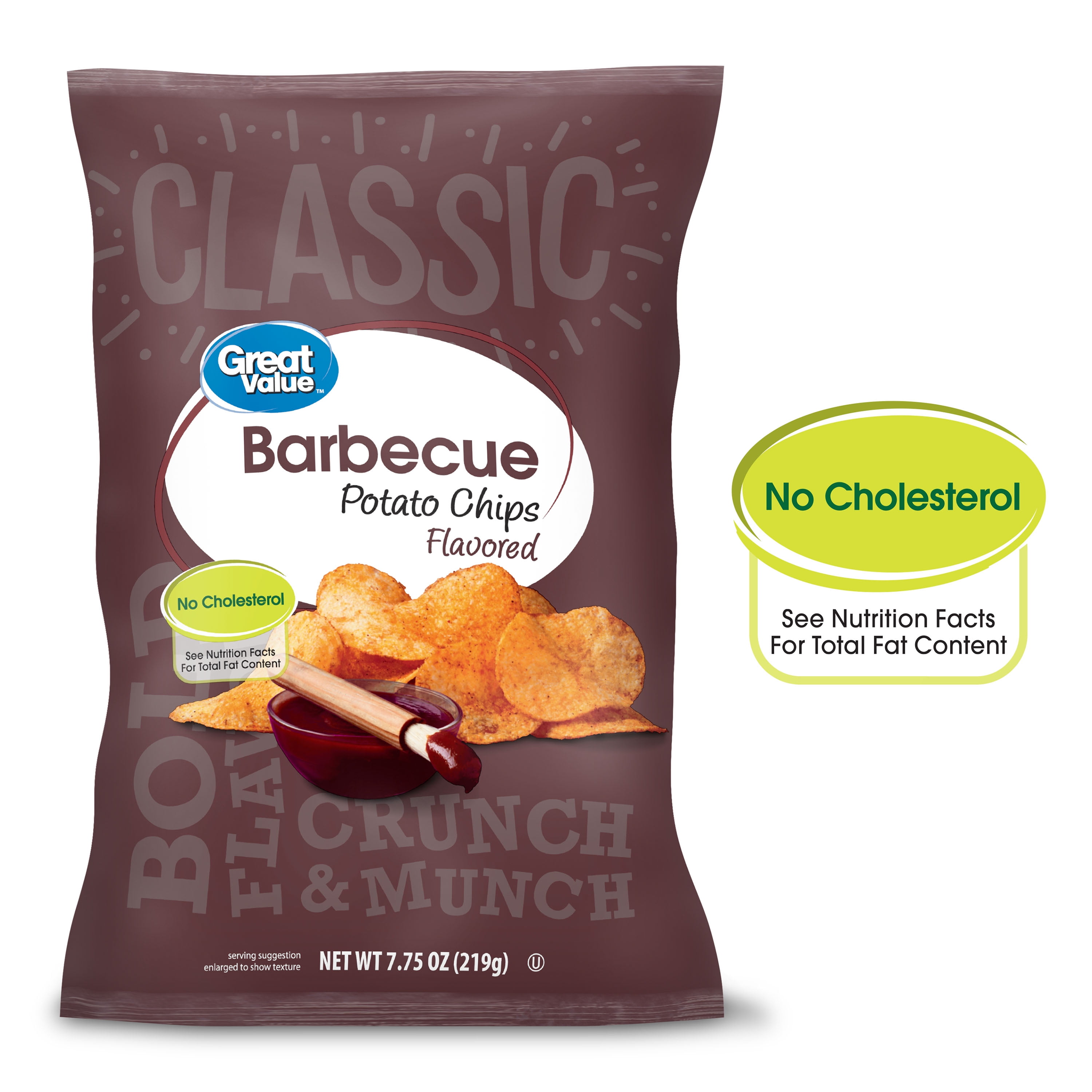 Great Value Barbecue Flavored Potato Chips 7.75 oz