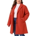 thumbnail image 5 of Agnes Orinda Women's Plus Size Coat Notched Lapel Single Breasted Long Winter Outerwear Coats with Pockets 3X Red, 5 of 7