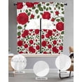 thumbnail image 2 of Red Roses Swag Kitchen Curtains Sets for Windows 24 Inch Length, Valentine's Day Flowers Leaves Romantic Short Window Curtain Panels Swags Valances and Tiers 3 Piece Set for Cafe/Dining Room, 2 of 5