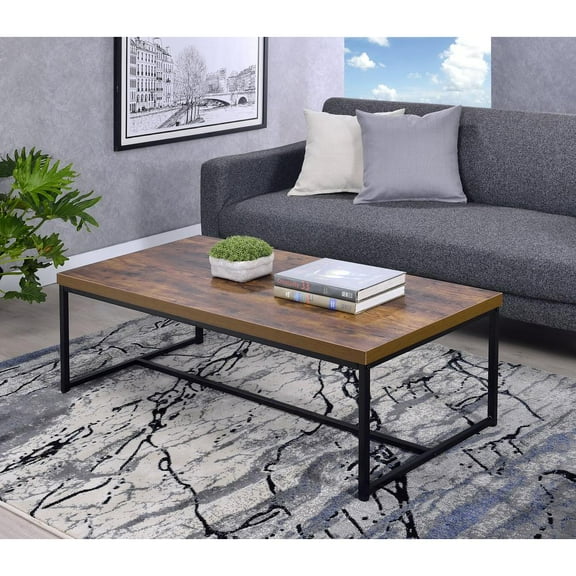 ACME Bob Square Wooden End Table in Weathered Oak and Black