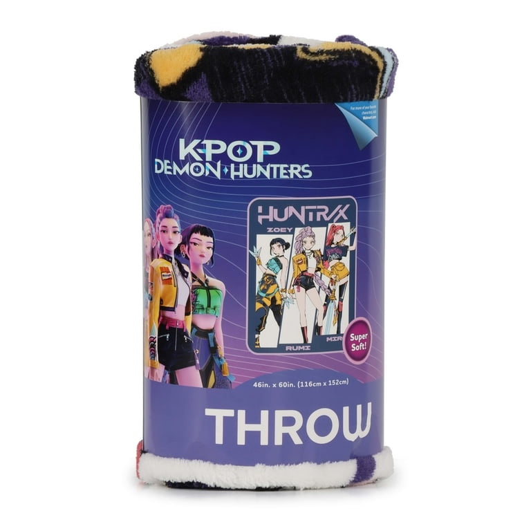 KPOP Demon Hunters Kids Throw Blanket Featuring Zoey, Rumi, & Mira
