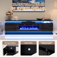 thumbnail image 5 of BaPiPro 70" Fireplace TV Stand for TVs Up to 80", Modern Entertainment Center, Black TV Console with 36" Electric Fireplace & LED Lights, Black, 5 of 9
