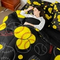 thumbnail image 4 of Manfei Gamer Baseball 7 Pieces Bedding Comforter Set,Sport Theme Full Bedding Set Lightweight,Ball Gamer Fitted Sheet Flat Sheet,Breathable Gaming Room Decorative,Reversible, 4 of 7