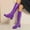 Purple, variant on Tejiojio Clearance Fashion Large Size Boots Women Autumn Long Tube Low Heeled Shoes Boots Pointed Boots Knight Boots