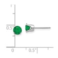 thumbnail image 2 of 14k White Gold Post 5mm Emerald Stud Earrings 5x5mm Wide Stud Earring for Women, 2 of 2