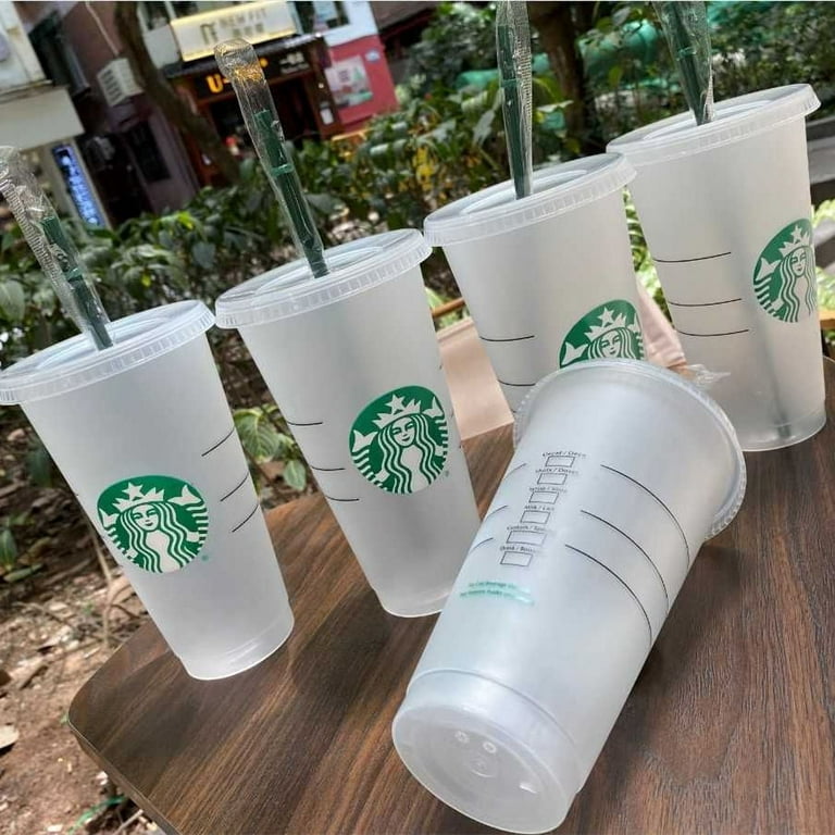 STARBUCKS BULK 5 Reusable Venti 24oz Ice Cold Drink Cups With Lid & Straw