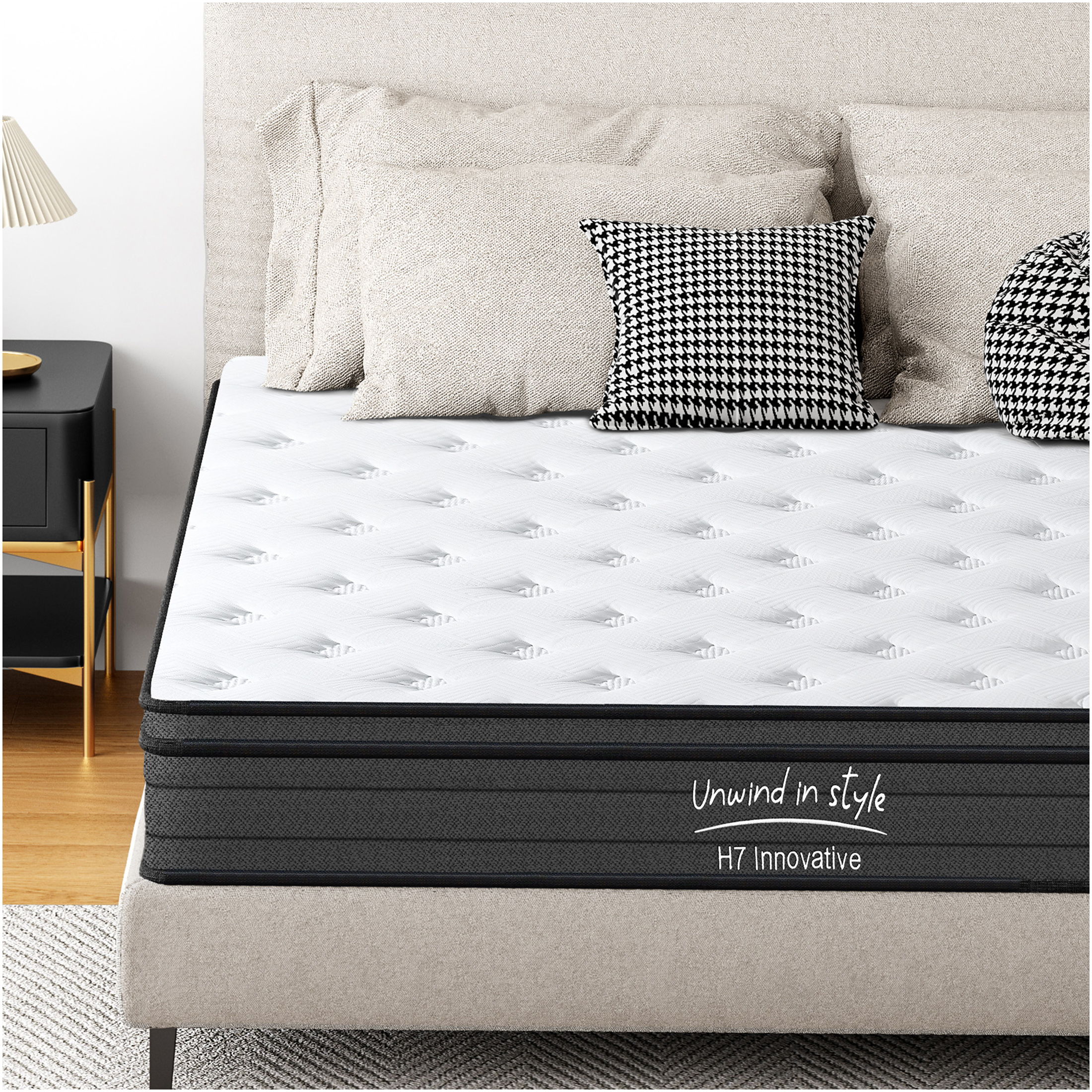 JERFIT 10 Inch King Hybrid Mattress, Medium Firm Feel, Gel Memory Foam Pocketed Innerspring for Support, Cooling, Pressure Relief, CertiPUR-US Certified, Bed-in-a-Box