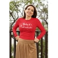 thumbnail image 3 of Old Glory Womens Christmas Baby it's Cold Outside Script Snowflakes Long Sleeve T Shirt, 3 of 6