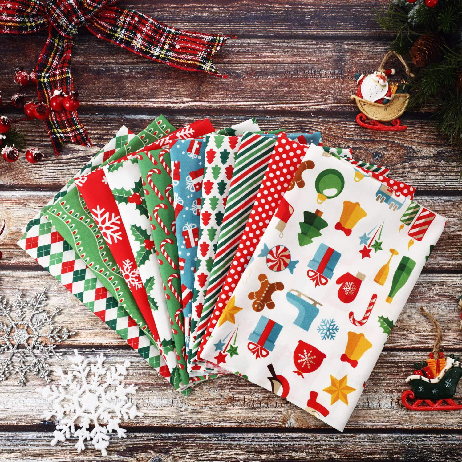  10 Pieces 50 x 50 cm/ 19.68 x 19.68 Inch Christmas Fabric  Squares Quilting Fabric Patchwork Precut Fabric Christmas Snowflake Print  Red Green Fabric for DIY Quilting Xmas Sewing Crafting : Arts, Crafts &  Sewing