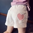 thumbnail image 2 of YunPes Jean Shorts for Teen Girls Y2k Cute Heart Embroidered Pockets Elastic Waist Denim Shorts Fashion Versatile Pull On Jeans, 2 of 7